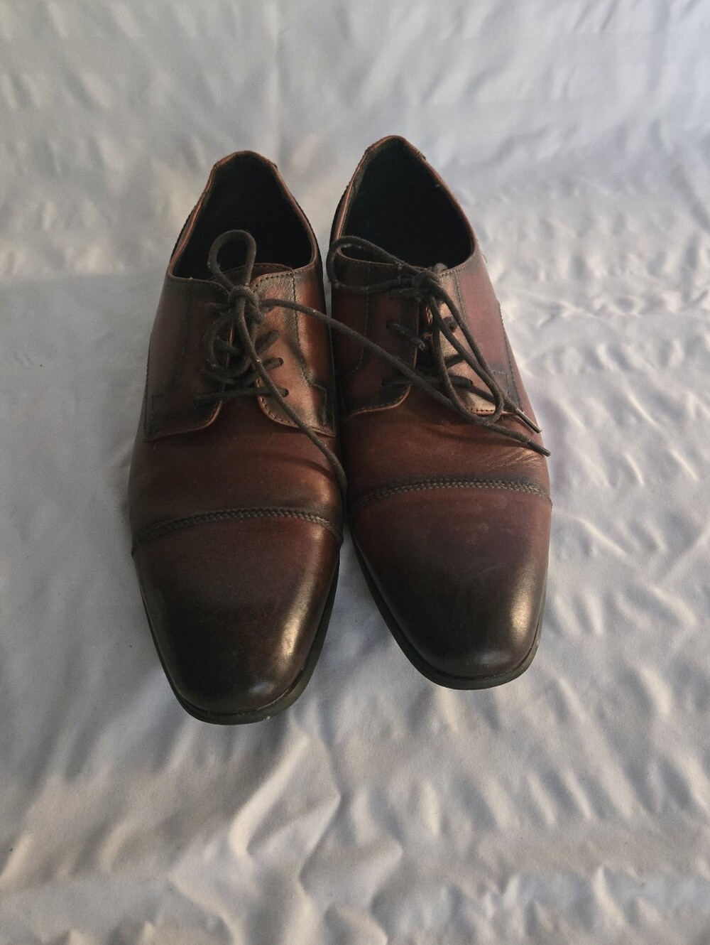Express Mens Size 10 Brown Leather Cap Toe Oxford Dress Shoes Lace UpExpress Men
